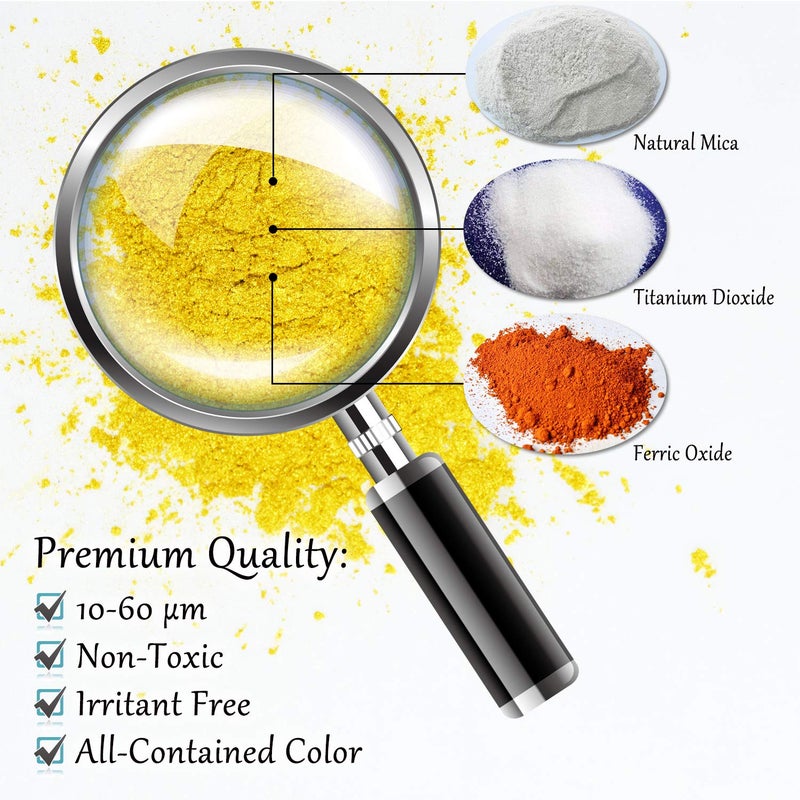 DecorRom Epoxy Resin Color Pigment - Huge 100g/3.5 Ounces Metallic Mica Powder for Epoxy Resin Art Coloring, Crafts Making - Cosmetic Grade Resin Color Dye for Jewelry, Soap Making, Painting, Nails Art (Gold) - Image 5